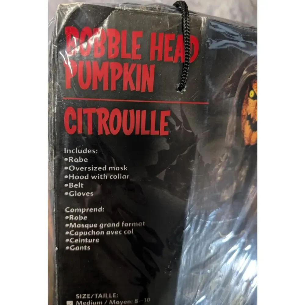 Fun World Bobblehead Pumpkin Child Halloween Costume Boys Size M 8-10 Scary New!